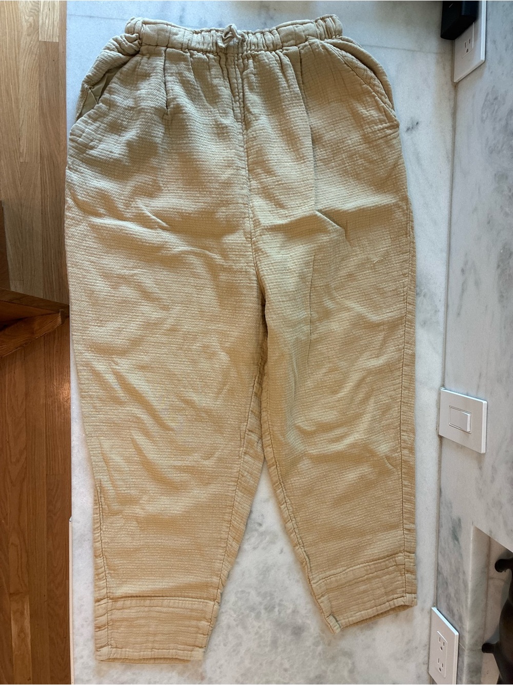 Free People Soft Neutral Elastic Waist Pants in Tan